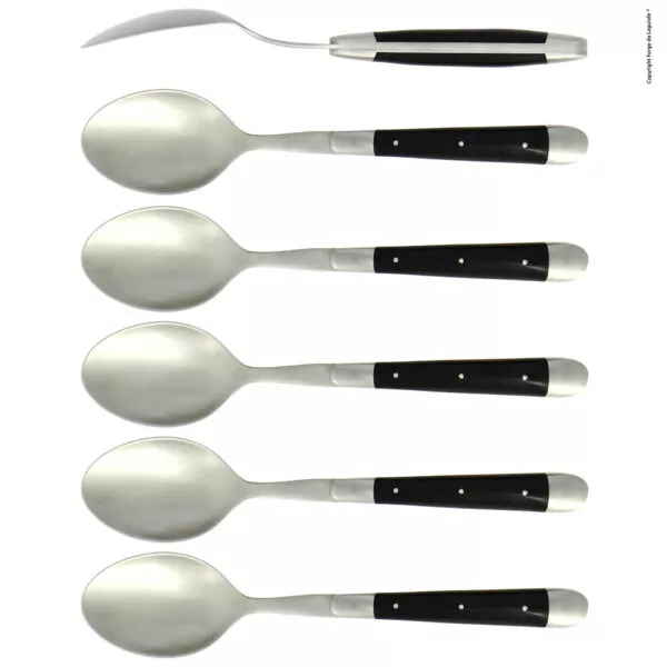 Esslöffeln, Finish matt mitt Griff aus Ebenholz Set mit 6