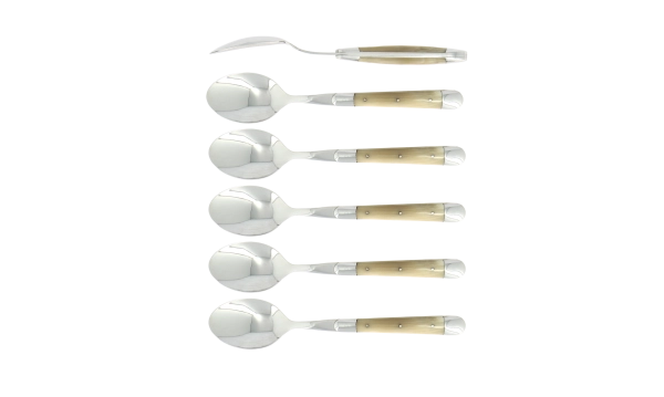 Cuillères à soupe, brillantes en corne claire, coffret de 6