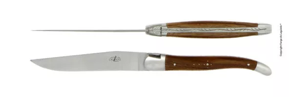 Couteaux de table satinés en noyer, coffret de 2