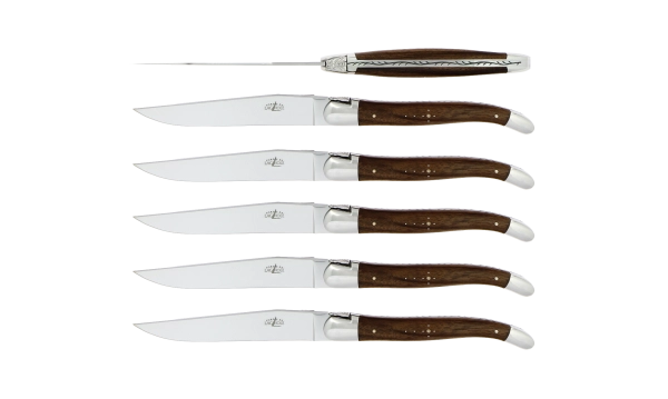 Couteaux de table brillants en noyer, coffret de 6