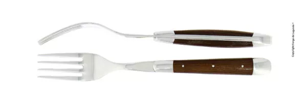 Essgabeln, finish glänzend mit Griff aus Eschenholz, Set mit 2