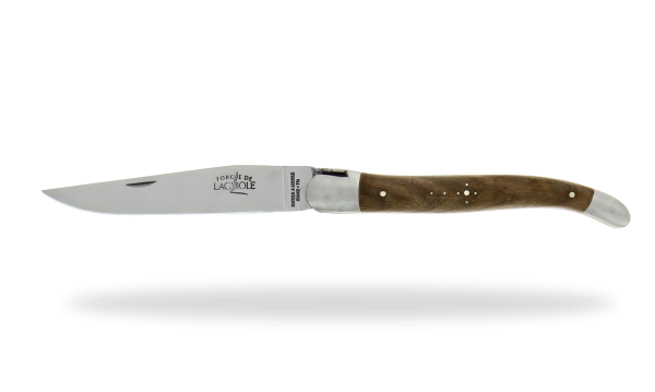 Couteau pliant de Laguiole ressort guilloché "Source" manche en Noyer finition satinée
