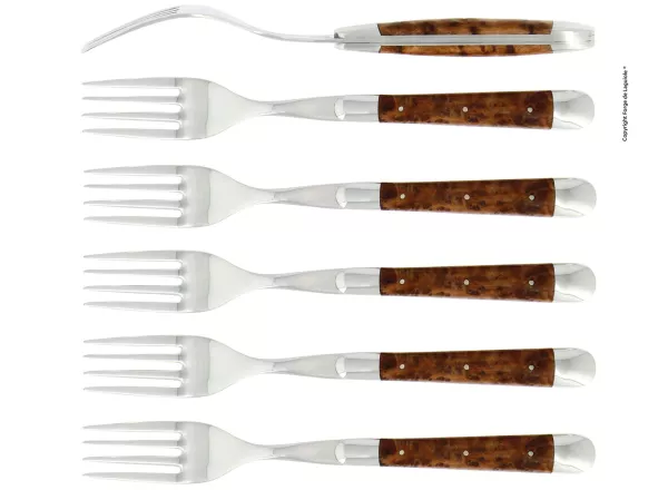 Essgabeln, finish glänzend mit Griff aus Thuja, Set mit 6
