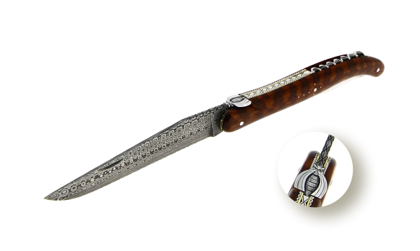 Prestige, le Laguiole d'Art en bois d'Amourette et Damas Inox
