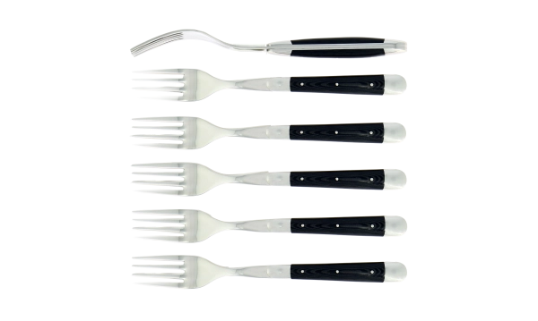 Fourchettes brillantes laguiole en tissu compressé noir, coffret de 6