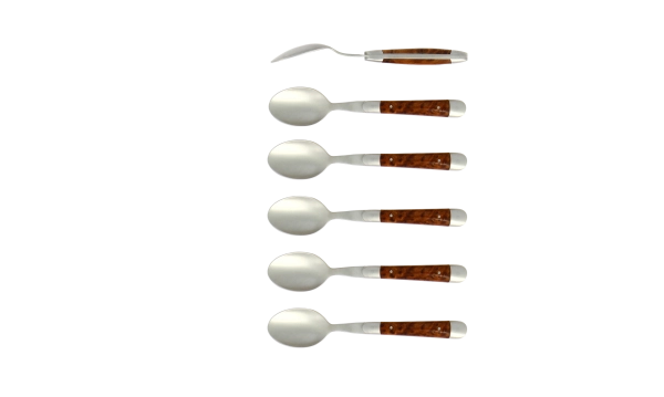Cuillères à café, satinées en thuya, coffret de 6