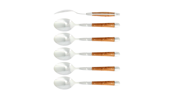 Cuillères à soupe, brillantes en genévrier, coffret de 6