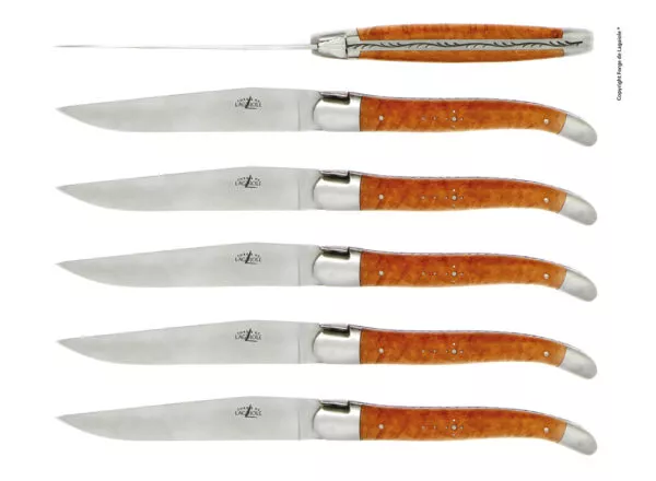 Couteaux de table satinés en Bruyère, coffret de 6