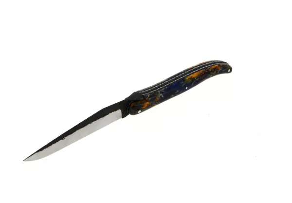 Couteau pliant sur mesure, en érable negundo - Finition brut de forge