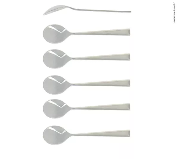 Kaffeelöffel, Linie Elegance mit eckigem Griff, Finish glänzend, Set mit 6