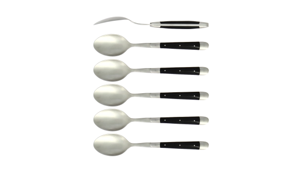 Cuillères à soupe, satinées en ébène, coffret de 6