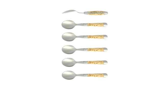 Cuillères à café, satinées en bouleau, coffret de 6