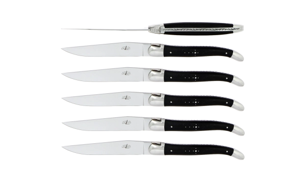 Couteaux de table brillants en ébène, coffret de 6