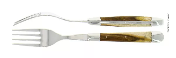 Essgabeln, finish glänzend mitt Griff aus Pistazie, Set mit 2