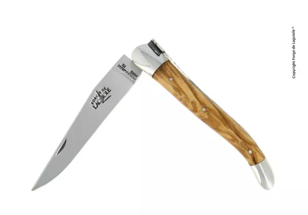 Couteau pliant 11 cm en olivier, mitres inox finition brillante
