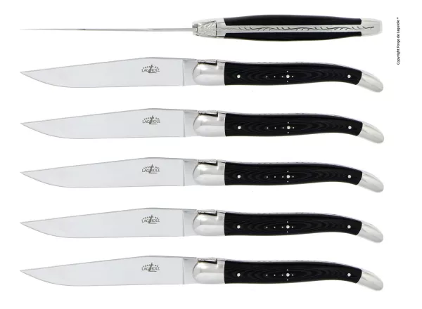 Tafelmesser, Finish glanzend mit Griff aus schwarzer gepresster Verbundfaser, 6er Set