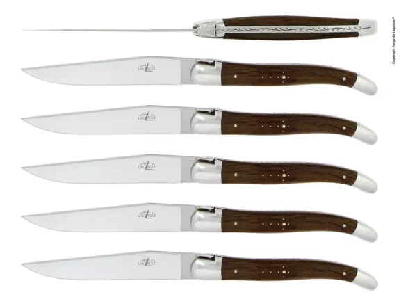 Couteaux de table brillants en Coeur de chêne subfossile, coffret de 6