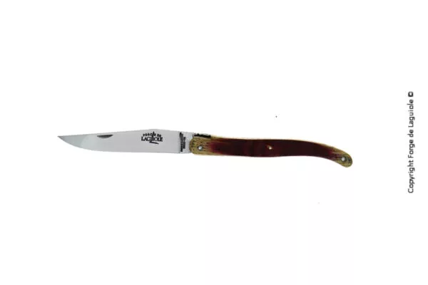 Couteau pliant ciselé main plein manche en chêne de barrique et double platine