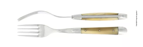 Essgabeln, finish glänzend mit Griff aus hellem Horn, Set mit 2