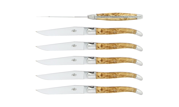 Couteaux de table brillants en Bouleau, coffret de 6