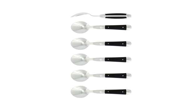 Cuillères à café, brillantes en tissu compressé noir, coffret de 6