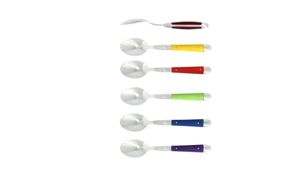 Cuillères à café, brillantes en tissu compressé multi, coffret de 6