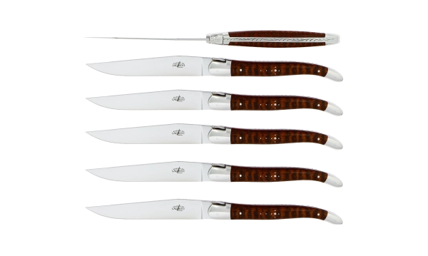 Couteaux de table brillants en Amourette, coffret de 6