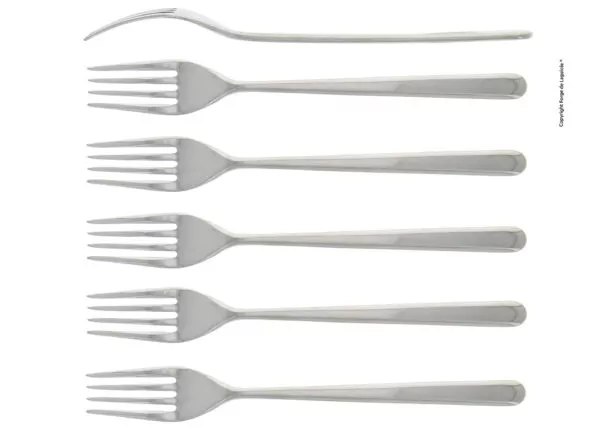 Essgabeln, Linie Essentielle mit eckigem Griff, Finish glänzend, Set mit 6