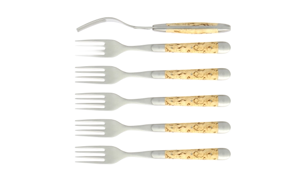 Fourchettes satinées en bouleau, coffret de 6