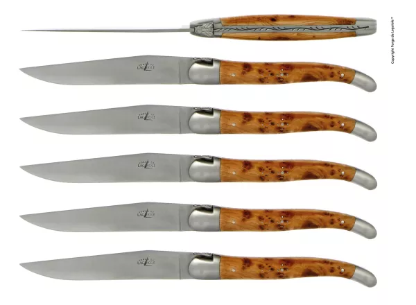 Tafelmesser, Finish glanzend mit Griff aus Wacholder, 6er Set