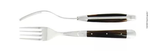 Essgabel, finish glänzend mit Griff aus dunklem Horn, Set mit 2