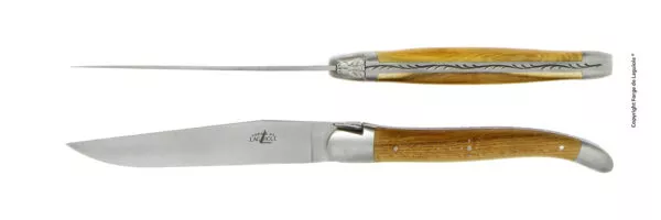 Couteaux de table satinés en pistachier, coffret de 2