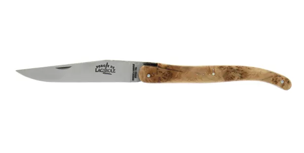 Couteau pliant ciselé main satiné plein manche en genévrier