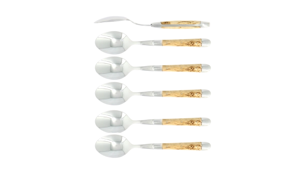 Cuillères à soupe, brillantes en bouleau, coffret de 6