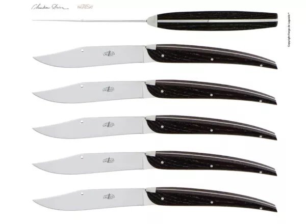 Couteaux de table Christian Ghion pour Gérald Passédat en frêne densifié, coffret de 6