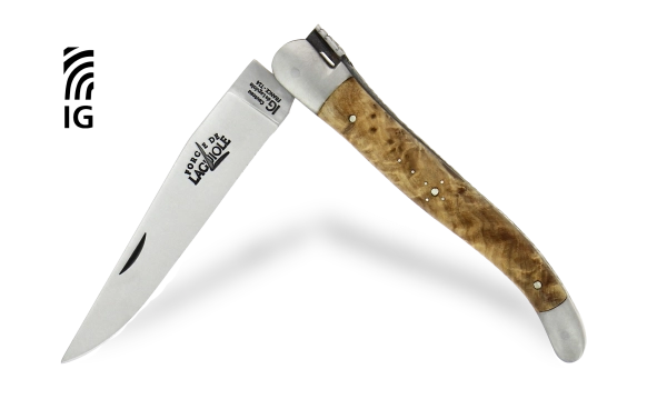 Couteau Laguiole 12 cm en thuya, mitres inox finition satinée