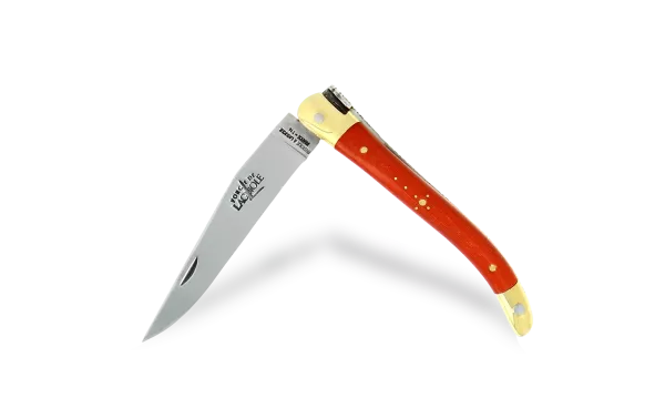 Taschenmesser, 9 cm, Griff aus orange gepresster Verbundfaser und Mitres aus Messing