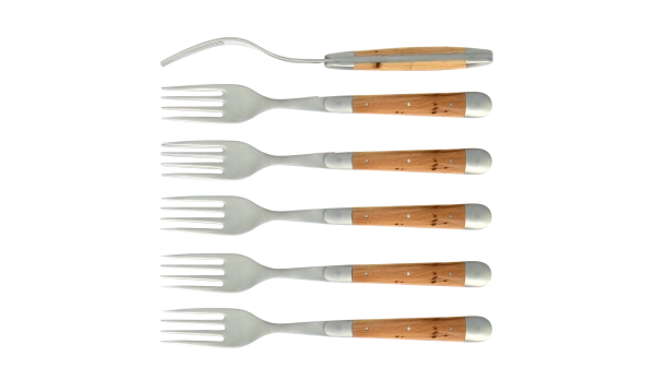 Fourchettes satinées en genévrier, coffret de 6