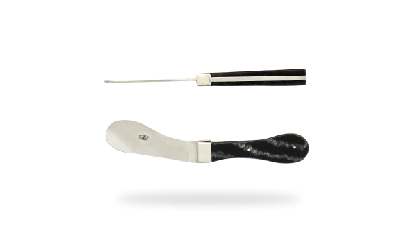 Cheese knife with black compressed fabric by Roland Barthélemy