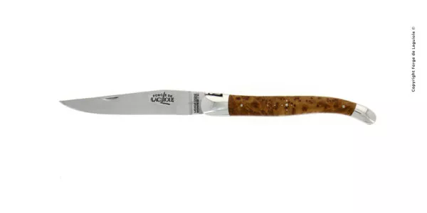 Couteau pliant ressort guilloché édition "Narcisse" manche en thuya avec double platines