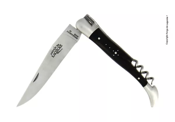 Taschenmesser, 12 cm mit Korkenzieher, finish matt mit Griff aus Ebenholz und Mitres aus Inox