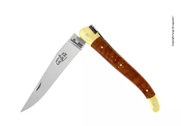 Couteau pliant 11cm manche bruyère, mitres laiton