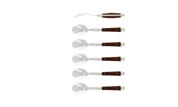Cuillères à café, brillantes en thuya, coffret de 6