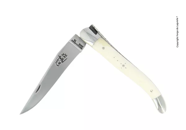 Couteau Laguiole 11 cm en os, mitres inox finition brillante
