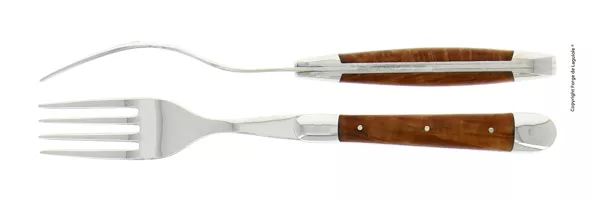 Essgabeln, finish glänzend mitt Griff aus Erika, Set mit 2