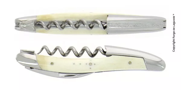 Couteau de sommelier en os avec chape sculptée motif Pinot