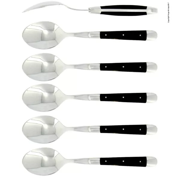 Esslöffeln, Finish glänzend mit Griff aus Acryl Schwarz, Set mit 6