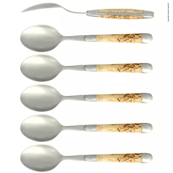 Esslöffeln, Finish matt Griff aus Birkenholz Set mit 6