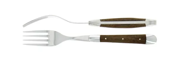 Essgabeln, finish glänzend mitt Griff aus Nussbaumholz, Set mit 2