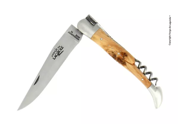 Taschenmesser, 12 cm mit Korkenzieher, finish matt mit Griff aus Wacholder und Mitres aus Inox